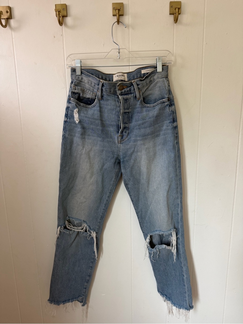 Frame Denim Light Wash Distressed Boyfriend Jeans